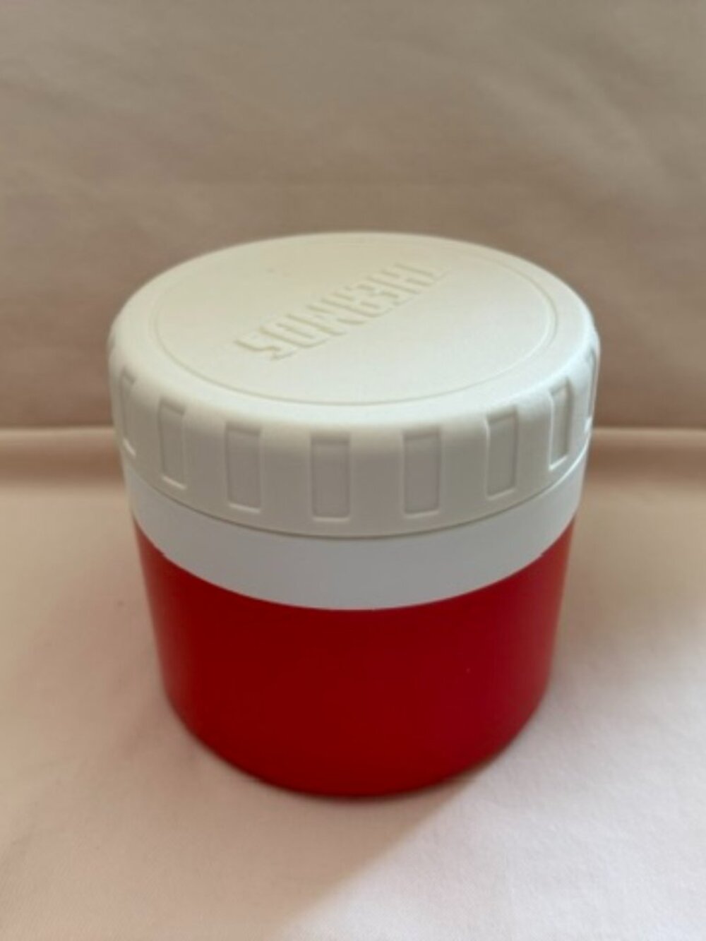 Vintage Red Plastic THERMOS Jar Container